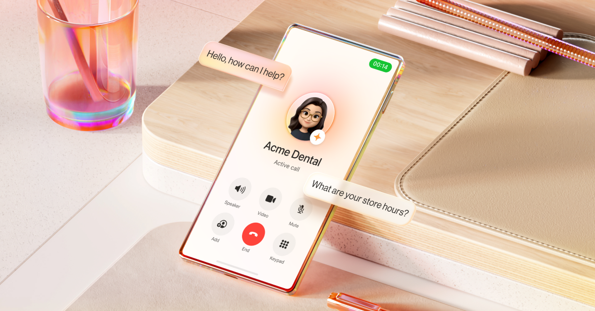 RingCentral voice cell phone on table AI Receptionist