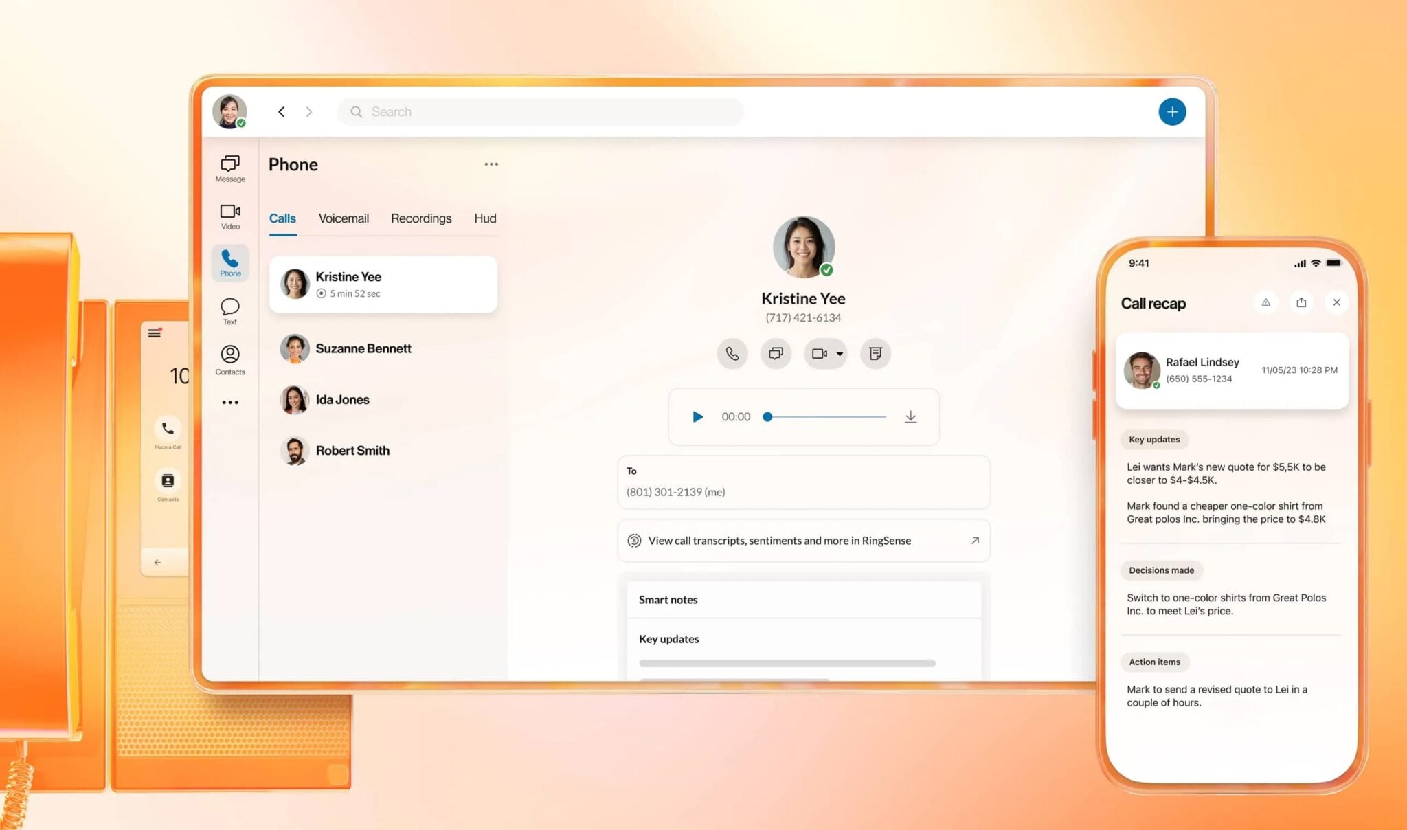 RingEX offers cloud calling features and AI call recaps.