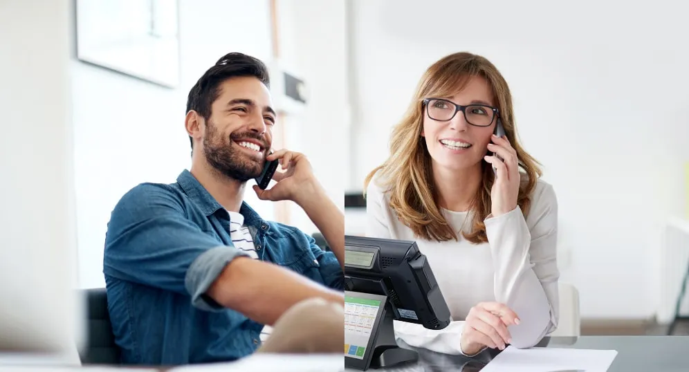 Customer speaking to an inbound call center agent