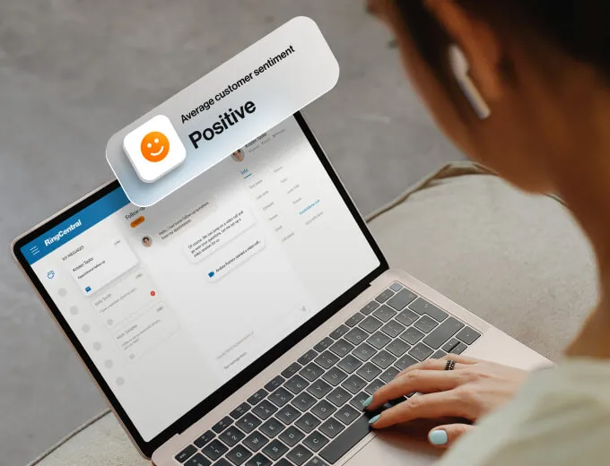 The RingSense AI Sentiment Analysis feature open in a laptop