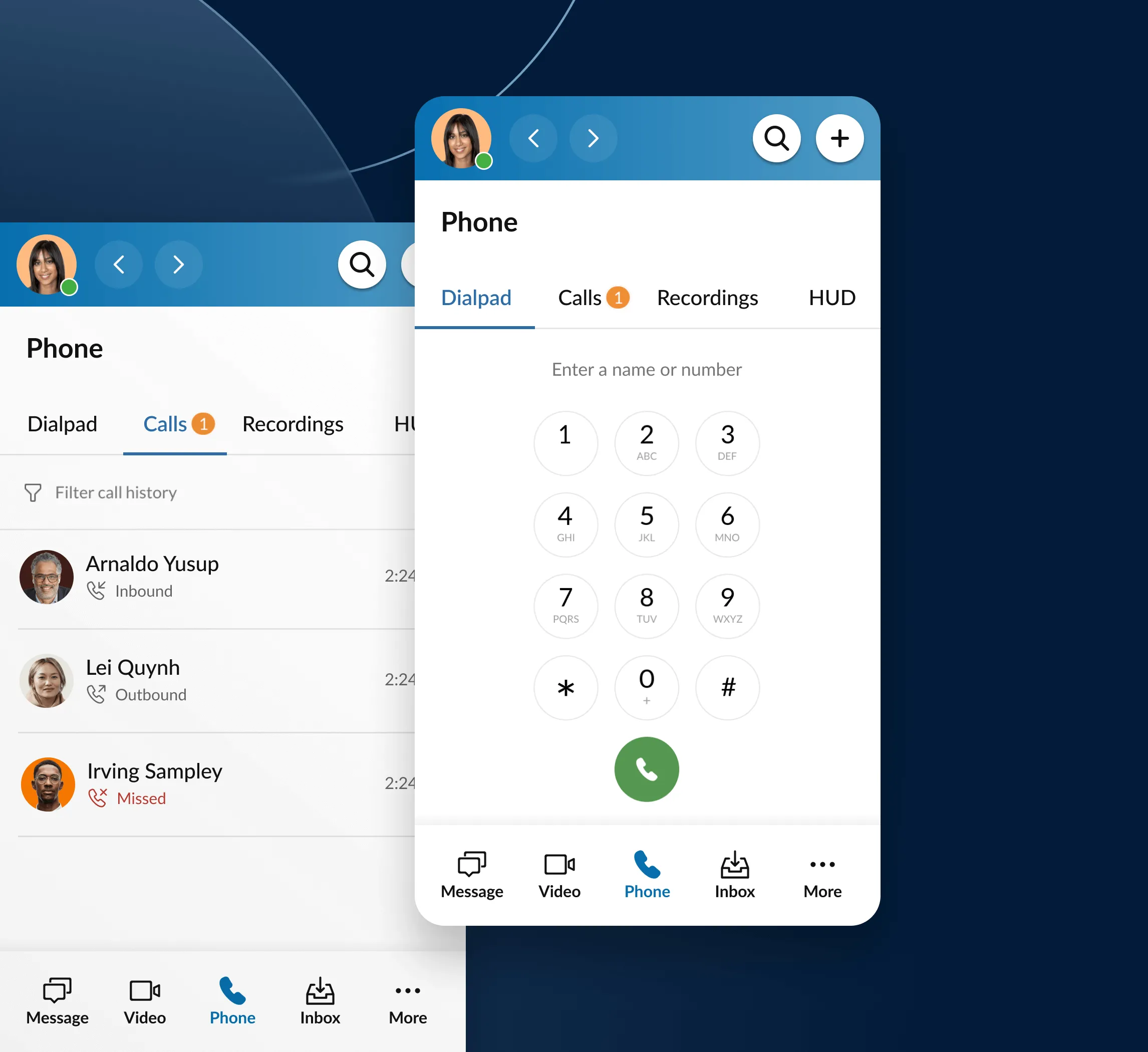 Phone interface and dialpad of the updated RingCentral app