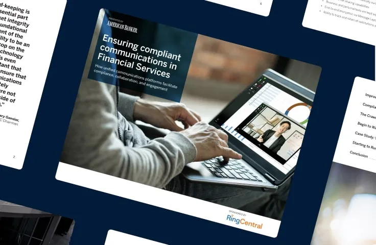 Whitepaper cover: A man working with the RingCentral app open on his laptop