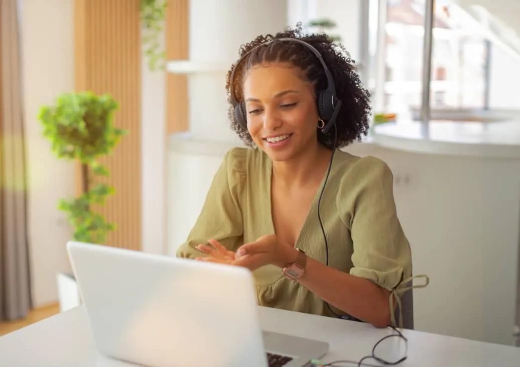 A remote worker joining a RingCentral video meeting