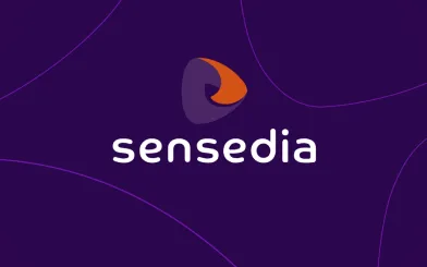 The Sensedia logo in purple background