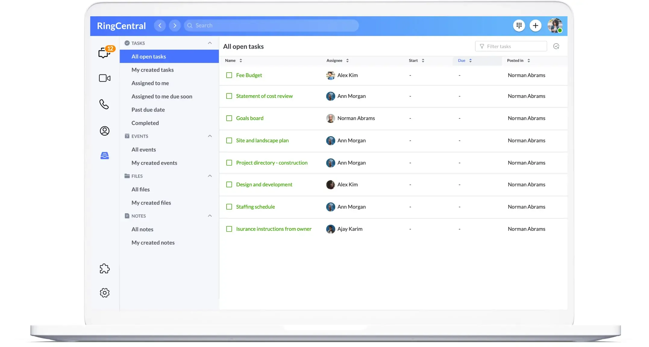 RingCentral Video’s task management feature for better team collaboration