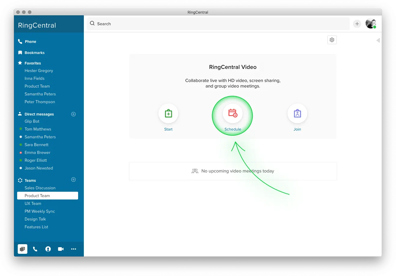 Schedule a call using RingCentral Video