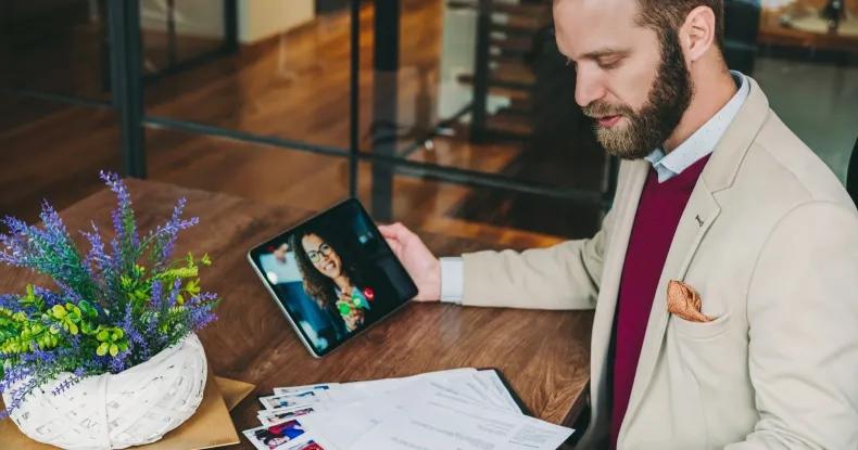 HR manager conducting job interview with candidate on video call