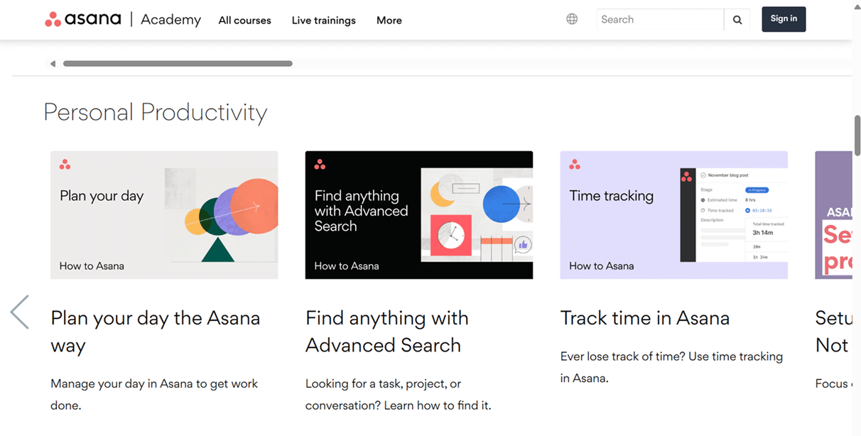 A screenshot of Asana’s knowledge base; a great resource for customer support