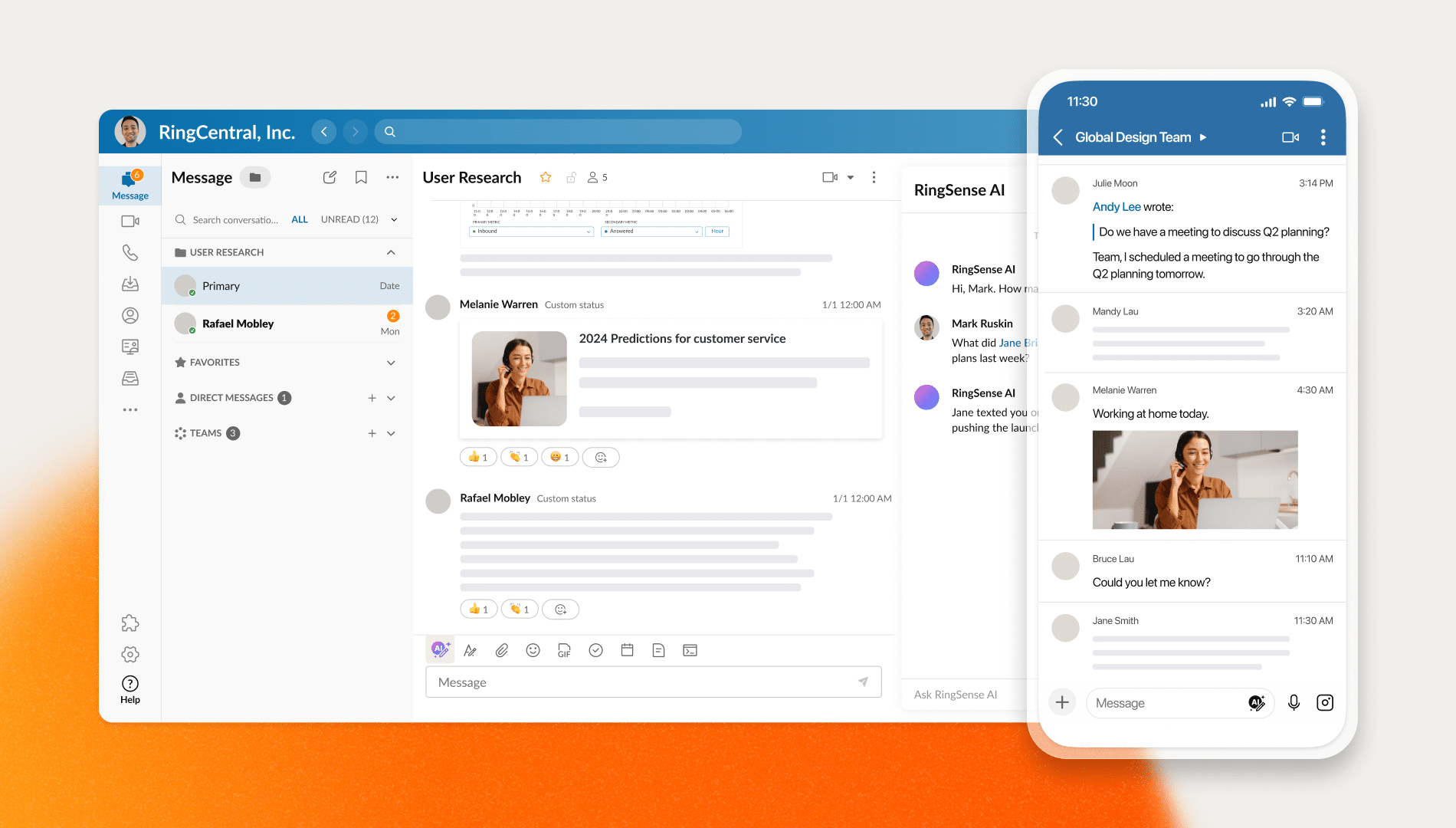 Messaging app on phone and desktop