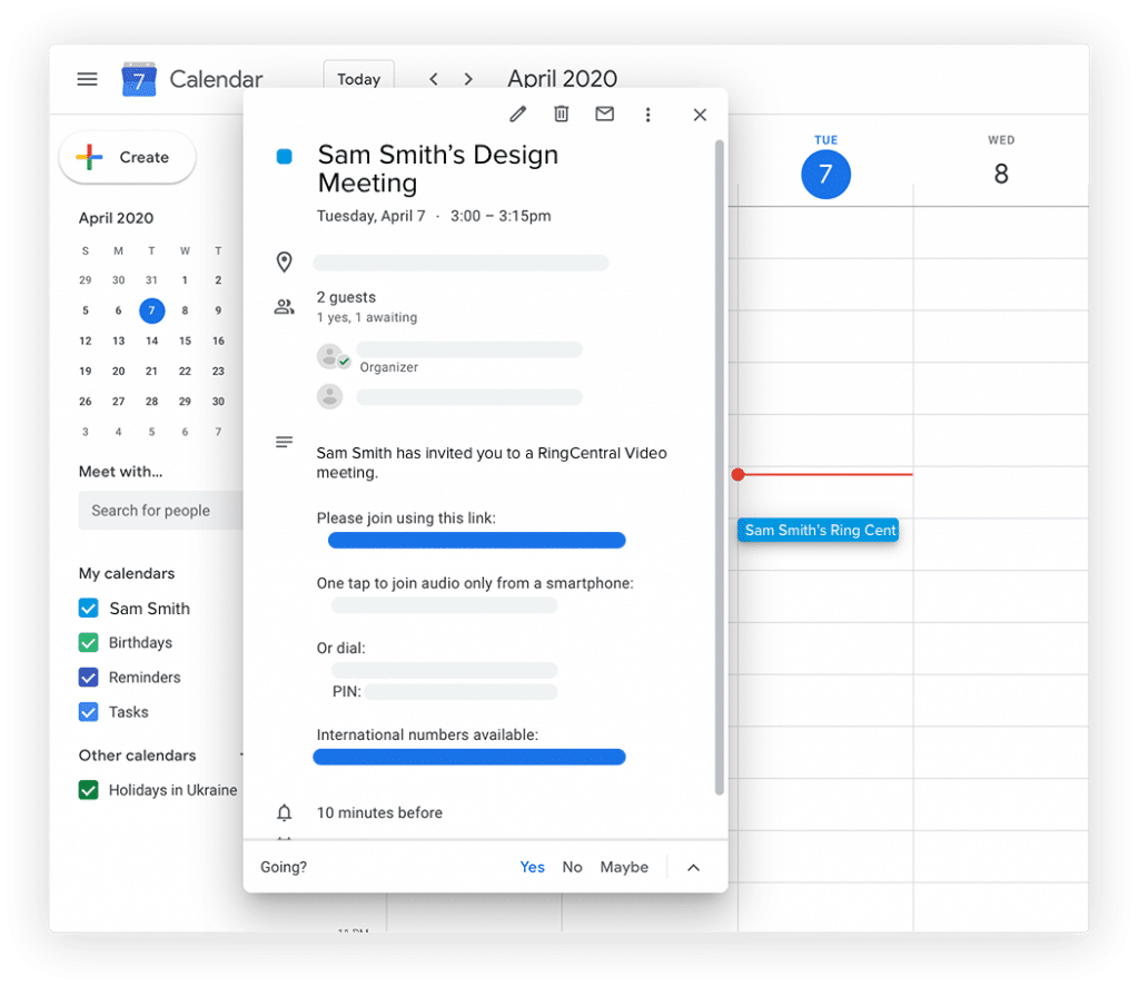 RingCentral Office® integrates all sorts of calendars apps, such as Microsoft Outlook, Google Calendar, and even third-party options like Calendly.