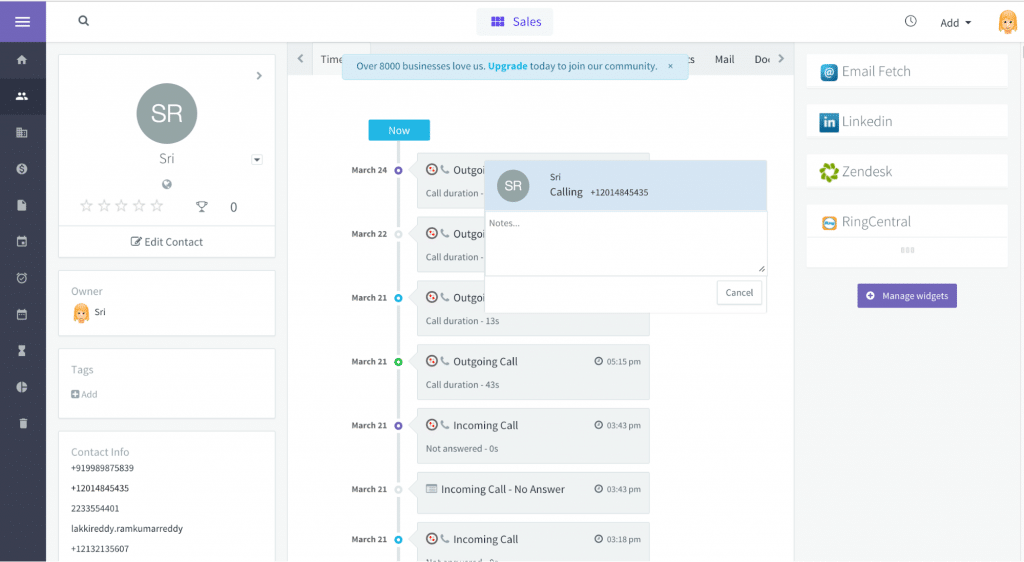 RingCentral & Agile CRM Integration