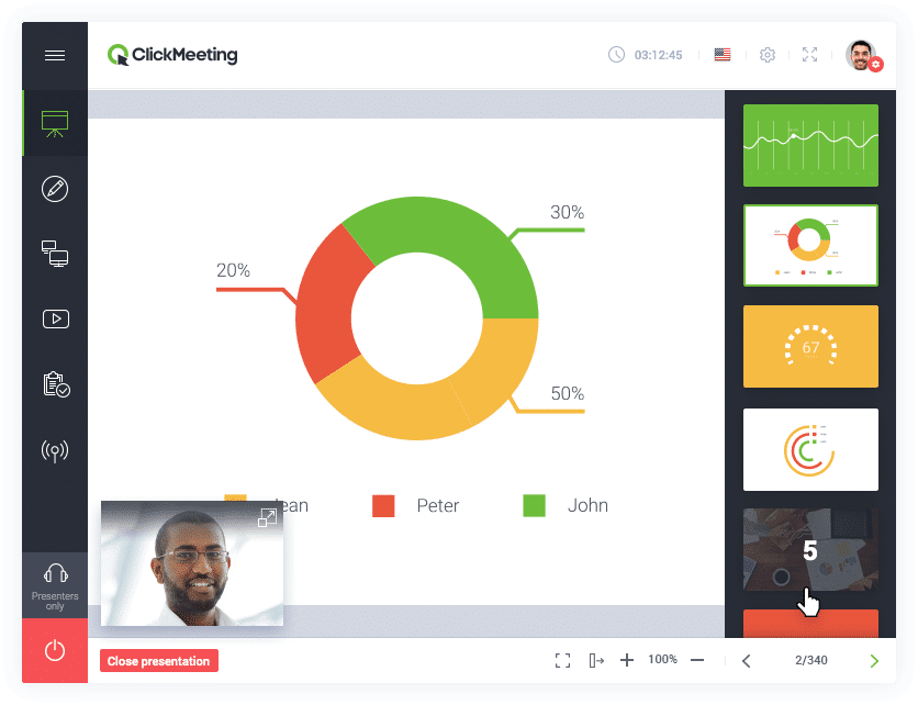 ClickMeeting video conferencing presentation feature