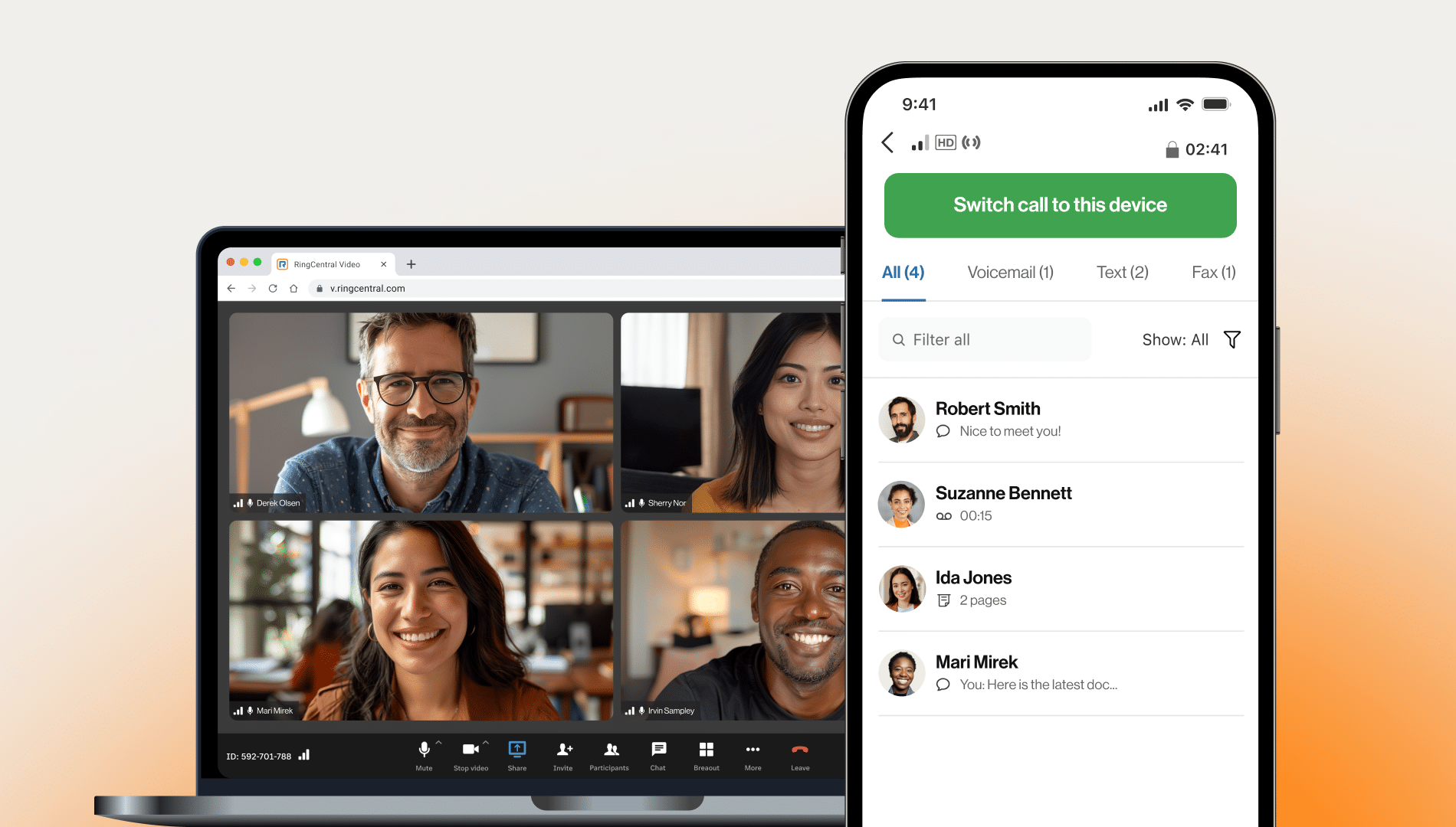 Switching from voice to video call is easy with RingCentral