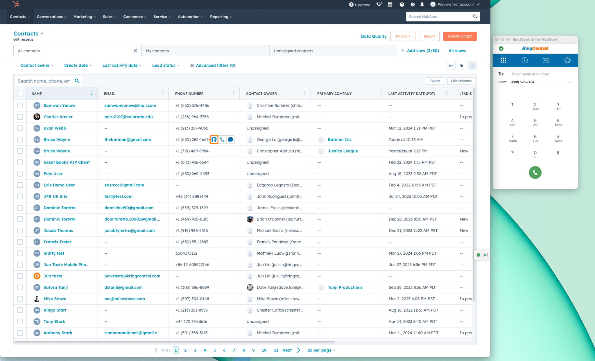 Hubspot and RingEx integration. Click to dial integration