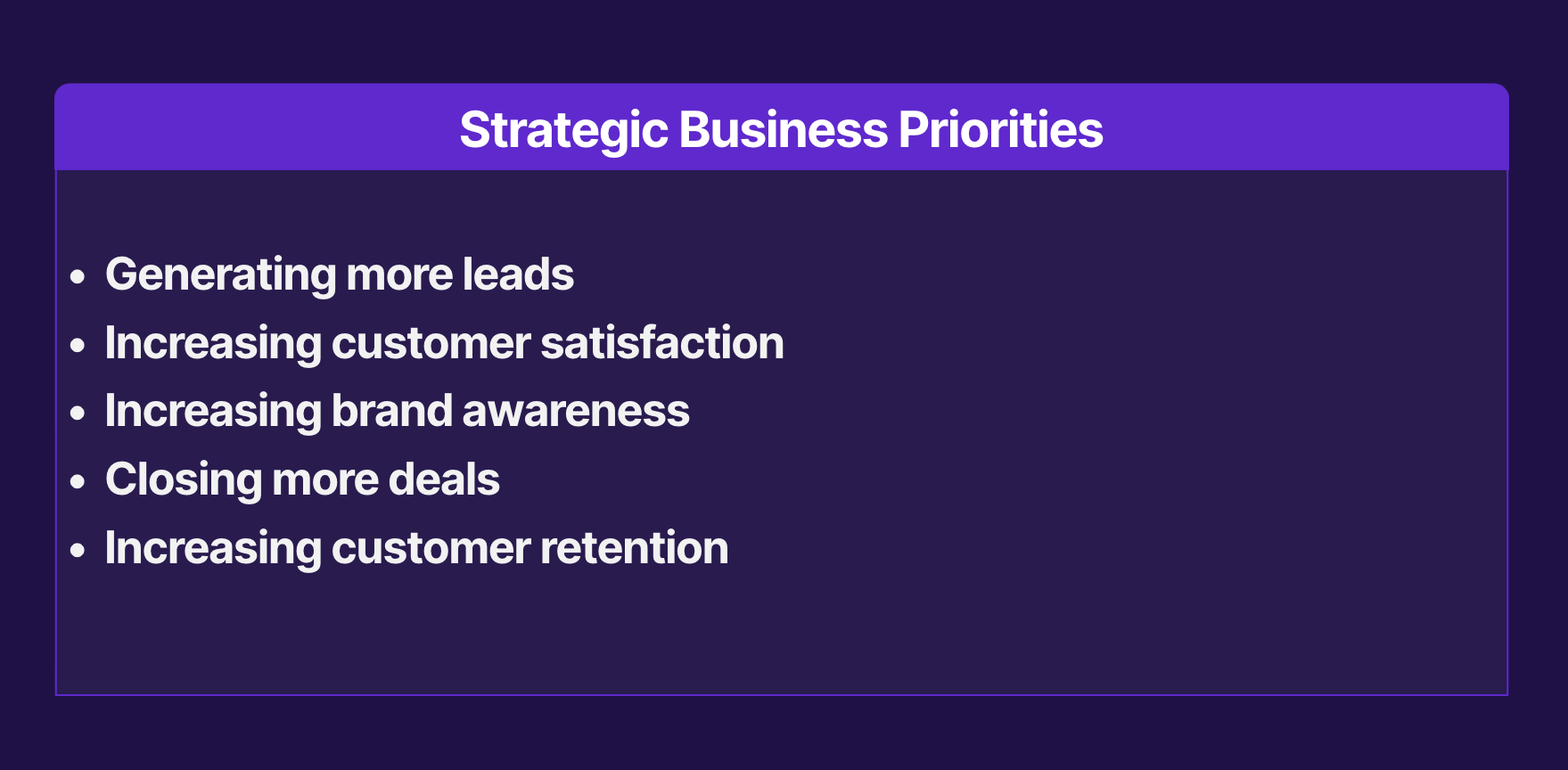 Strategic business priorities for events