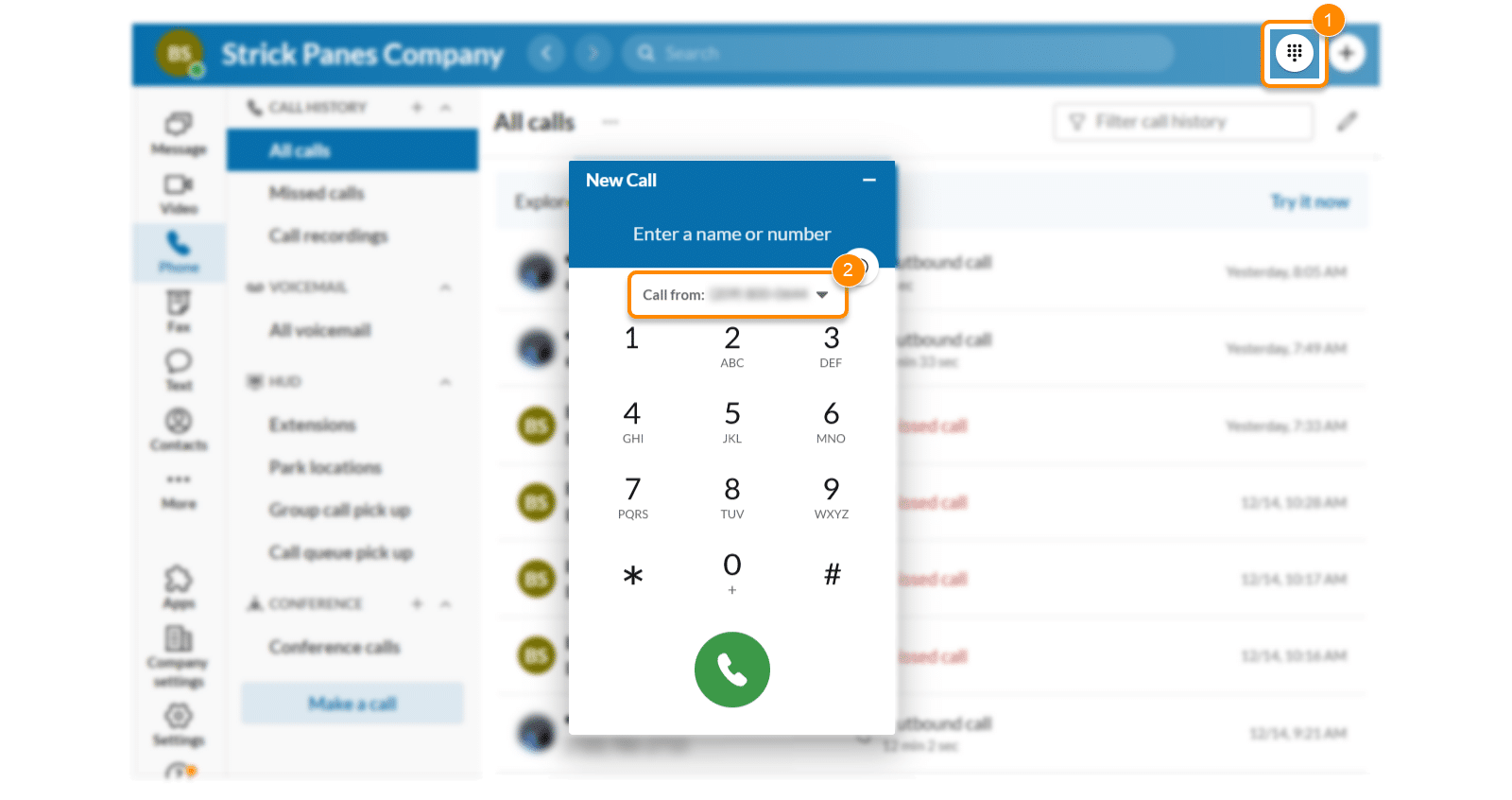 If you’re using an older version of the Phone menu, you can make calls via the dial pad.