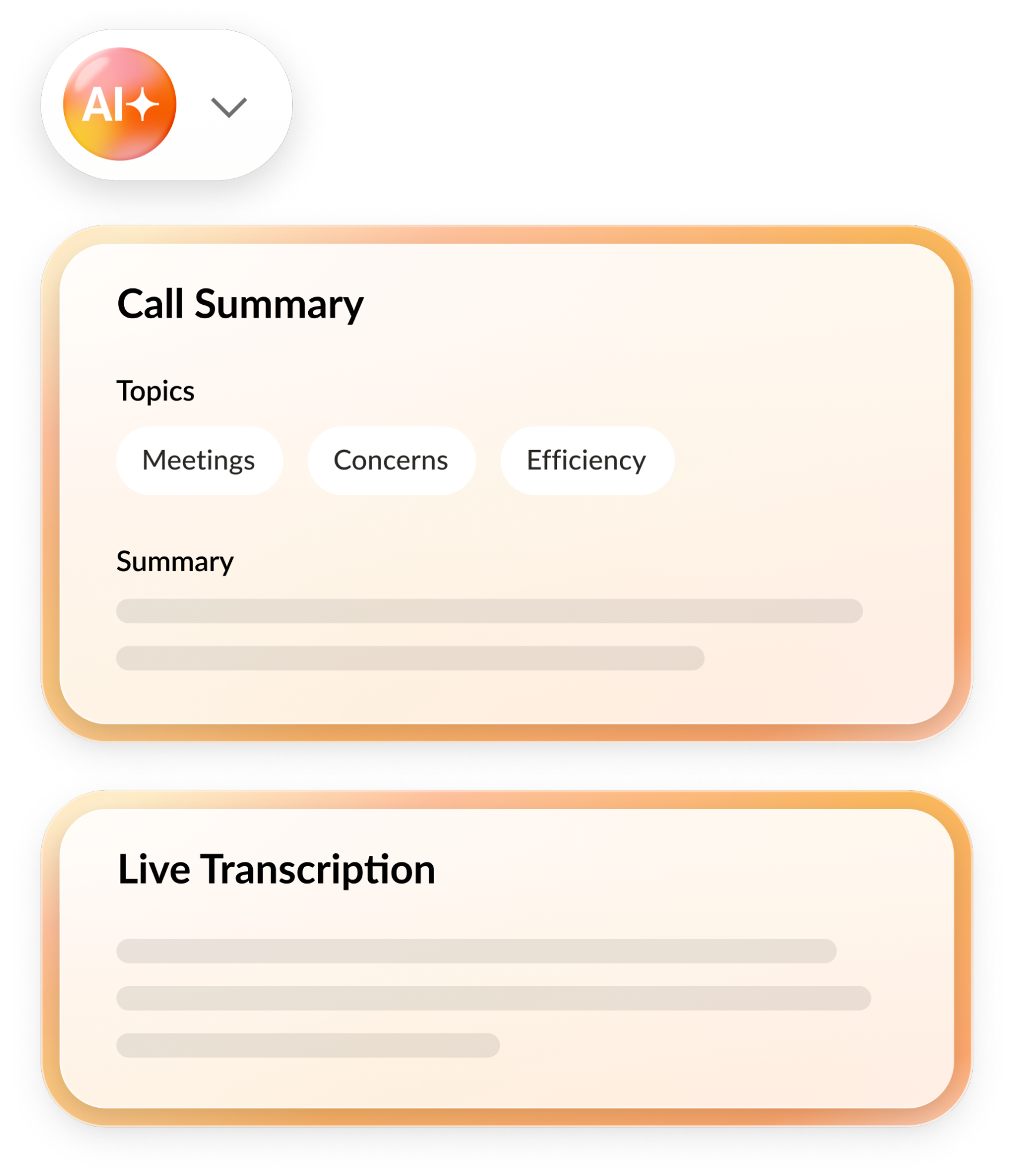 Automatic call summaries and transcription are examples of call center applications for AI tools for business