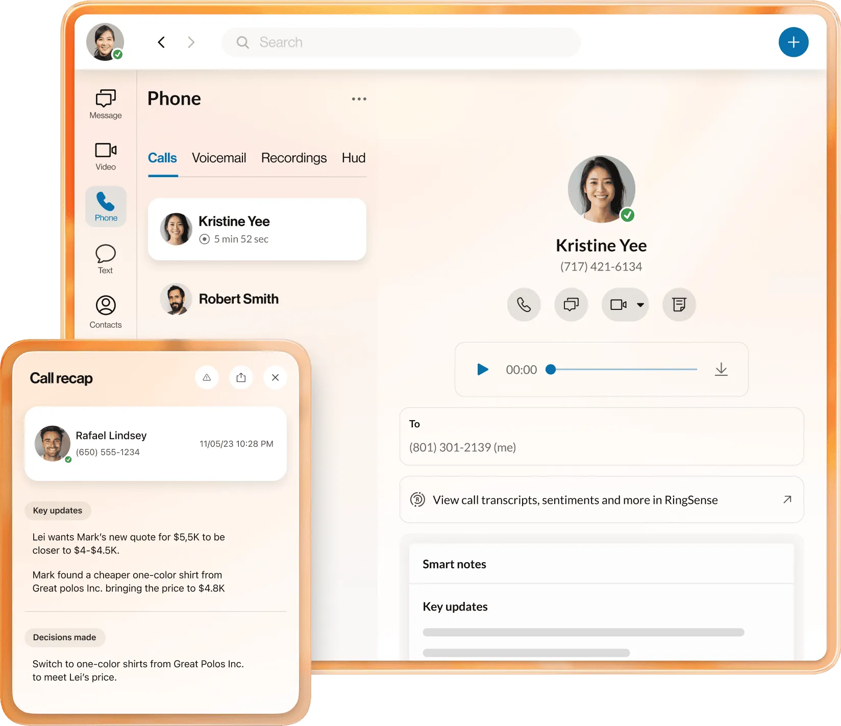 RingEX uses AI to summarize meetings and calls